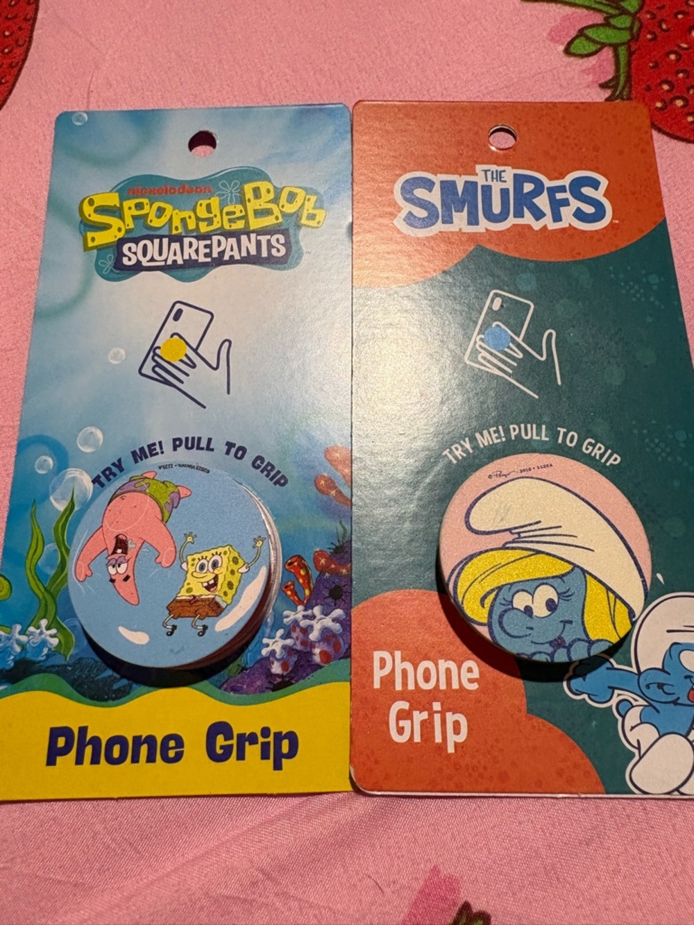 SpongeBob SquarePants & The Smurfs Phone Grips - Blue and Pink
